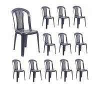7house Pack 12 Sillas de Exterior Apilables sin Reposabrazos Napoli 42x49x88cm 7house