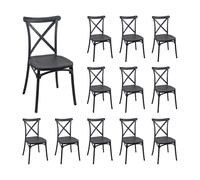 7house Pack 12 Sillas para Catering Apilables Charlotte 50x44x87.5cm 7house