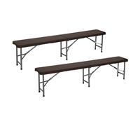 7house Pack 2 Bancos Plegables Catering Efecto Ratán 180x28x43cm 7house