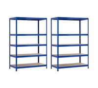 7house Pack 2 Estanterías Modulares Metálicas con 5 Baldas 1250kg Azul 120x60x180cm 7house