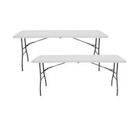 7house Pack 2 Mesas Plegables Portátiles Resina 240cm Blanco 7house