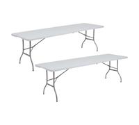 7house Pack 2 Mesas Plegables Portátiles Resina 240cm Blanco 7house