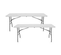 7house Pack 2 Mesas Plegables Portátiles Resina 240cm Blanco 7house