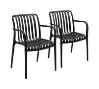 7house Pack de 2 Sillas Apilables de Exterior con Reposabrazos Kaia en Polipropileno 7house