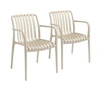 7house Pack de 2 Sillas Apilables de Exterior con Reposabrazos Kaia en Polipropileno 7house