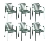 7house Pack de 6 Sillas Apilables de Exterior con Reposabrazos Kaia en Polipropileno 7house