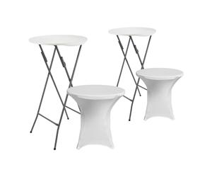 7house Set 2 Mesas Plegables Redondas con Fundas para Catering 61x105cm 7house