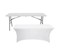 7house Set Mesa Plegable Rectangular con Funda para Catering 240x74cm 7house