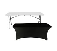 7house Set Mesa Plegable Rectangular con Funda para Catering 240x74cm 7house