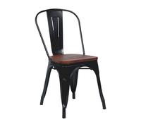 7house Silla Apilable Industrial de Acero y Madera 45x45x85cm 7house
