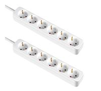 7hSevenOn Pack 2 Regletas 6 Enchufes Schuko 1m Blanco sin Interruptor 7hSevenOn