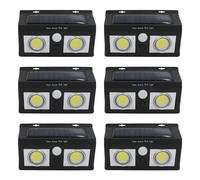 7hSevenOn Pack 6 Apliques de Pared Solares LED 2 Luces con Sensor Crepuscular y Movimiento Negro 7500K 20000H 7hSevenOn