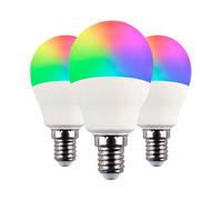 7hSevenOn Premium Pack 3 Bombillas LED Esférica Smart WiFi E14 5W Equi.35W 450lm RGBWW Regulable vía Smartphone/APP 25000H 7hSevenOn Premium
