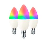 7hSevenOn Premium Pack 3 Bombillas LED Vela Smart WiFi E14 5W Equi.35W 450lm RGBWW Regulable vía Smartphone/APP 25000H 7hSevenOn Premium