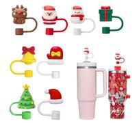 8 Accesorios para Pajita Stanley Cup, 9-10mm Pajitas Cubiertas Accesorios, Material de Silicona a Prueba de Polvo, Tapas de Pajitas de Navidad, Cubierta de Pajita para Stanley Cup 40/30 Oz