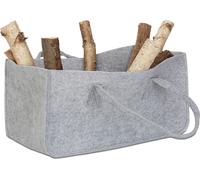 8 bolsas de fieltro para leña, cesta portátil para leña, soporte plegable para periódicos. Dimensiones: 25 x 25 x 50 cm, color gris