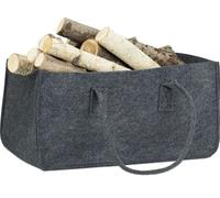 8 bolsas de fieltro para leña, cesta portátil para leña, soporte plegable para periódicos. Dimensiones: 25 x 25 x 50 cm. Color: gris antracita
