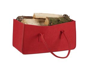 8 bolsas de fieltro para leña, cesta portátil para leña, soporte plegable para periódicos. Dimensiones: 25 x 25 x 50 cm. Bolsa de fieltro, color rojo