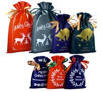 8 bolsas de Navidad con cordón, 3 tamaños, 4 diseños 22251