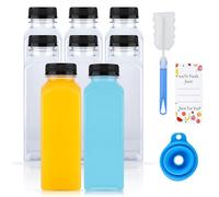 8 Botellas de 400 ml Para Rellenar - Plástico Vacías Reutilizables Para Licuar, Transparentes - Para Frigorífico, Exprimidor, Agua, Leche, Zumo
