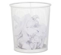 8 cubos de basura, para oficina y habitación juvenil, abiertos, redondos, de malla de alambre, para papel, de metal, alto x diámetro: 28 x 26 cm, color blanco