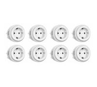 8 enchufes Schuko alemán 16 A blanco para sistema binario eléctrico | Bisel exterior ON/OFF, frontal fijo, indicador LED blanco, bloqueo con botón de desbloqueo, para rieles GONEO, patentado