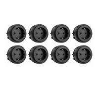 8 enchufes Schuko alemán 16 A negro para sistema binario eléctrico | Bisel exterior ON/OFF, frontal fijo, indicador LED blanco, bloqueo con botón de desbloqueo, para rieles GONEO, patentado