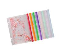 8 fundas brillantes con cierre de cremallera, organizador de documentos impermeable para bolsas transparentes y brillantes perforadas con cremallera
