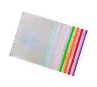 8 fundas brillantes con cierre de cremallera, organizador de documentos impermeable para bolsas transparentes y brillantes perforadas con cremallera