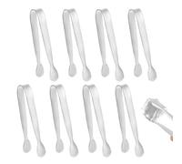 8 Minipinzas de Metal, 11 cm de Acero Inoxidable para Servir Comida Cubitos Hielo Azúcar Bufés Té Café (Plata)