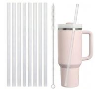8 Pajitas Reutilizables de Plástico para Stanley Cup 30 oz y 40 oz, Pajitas Plástico Extra Largas 31 cm con Cepillo de Limpieza, sin BPA, Ideales para Thermos y Vasos Altos