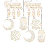 8 Piezas Adornos de Eid Mubarak Ramadán Decoraciones Colgantes de Linterna Placa Cartel de Islam Musulmán para Feliz Ramadán Mubarak DIY Pared Hogar, Estrella Luna Linterna Brillante Colgante Decor