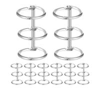 8 Piezas Anillas Metálicas de 3 Anillos, Hierro, 20mm para Hojas Sueltas | Cierre a Presión, Acabado Plateado Pulido, Uso en Archivo Escolar y Menús, Reutilizables