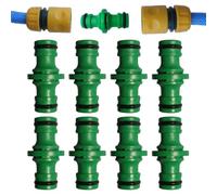 8 Piezas Conector Manguera Jardín, Conectores Doble Macho para Manguera de 1/2 Pulgada, Empalme Manguera de Plástico Resistente, Adaptador Universal para Extensión de Riego y Reparación, Verde