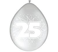 8 piezas. Globos 30cm aniversario 25 plata