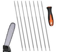 8 Piezas Lima Motosierra 4 mm Lima Redonda de Motosierra Limas de Afilado Afilar Cadena Motosierre con Asa Herramientas para Limas Afil Apto para Motosierras Cortacésped