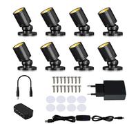8 Piezas,Mini focos led,USB,3000K Blanca Cálida,Rotativo 360°,luz regulable
