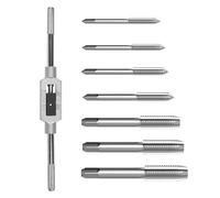 8 Piezas Mini Macho de Roscar Métrico Set, M3 M4 M5 M6 M8 M10 M12 Kit de Machos de Roscar para Máquina de Rosca con Llave de Macho de Roscar Ajustable, para Madera, Plástico y Metal