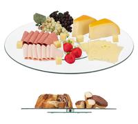 8 platos para servir XL, giratorios 360°, ideales para queso, aperitivos, pasteles, de forma redonda, con un diámetro de 45 cm. Plato de cristal para tartas, transparente/plateado