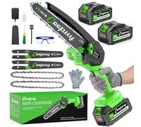 8 Pulgadas Mini Motosierra Inalámbrica 2x4000mAh Batería Sierra Eléctrica de Mano con Cadena Acero al Manganeso y Engrasador Automático Motosierra Pequeña Portátil para Podar Árboles y Cortar Madera