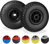 8 ruedas para carretilla en un juego, neumáticos de goma maciza de 3.00-4" resistentes a pinchazos, eje de 25 mm, capacidad de hasta 80 kg, dimensiones 260x85 mm, color