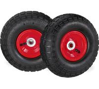 8 ruedas para carretillas, 4.1/3.5-4, con neumáticos, repuestos para carritos, para eje de 16 mm, capacidad de 136 kg, dimensiones 260x85 mm, color y rojo