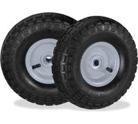 8 ruedas para carretillas, 4.1/3.5-4, con neumáticos, repuestos, para eje de 16 mm, capacidad de 136 kg, aro de acero, 260x85 mm, color y gris
