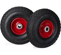 8 ruedas para carretillas en un juego, con cámara de aire, capacidad de hasta 100 kg, dimensiones 260 x 85 mm, rueda de repuesto con aro de acero, rueda neumática, color y rojo