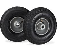 8 ruedas para carretillas en un juego, con cámara de aire, capacidad de hasta 100 kg, dimensiones 260 x 85 mm, rueda de repuesto con llanta de acero, rueda neumática, color y gris
