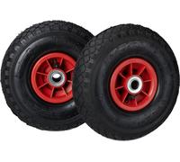 8 ruedas para carretillas en un juego, neumático de repuesto, con cámara de aire, capacidad de hasta 80 kg, aro de plástico, 260x85 mm, rueda neumática, color y rojo