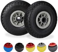 8 ruedas para carretillas en un juego, neumáticos de poliuretano macizo de 3.00-4" a prueba de pinchazos, eje de 25 mm, capacidad de hasta 80 kg, 260x85 mm, color y gris