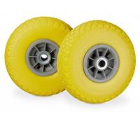 8 ruedas para carretillas, neumáticos de goma maciza antidesgaste, 3.00-4 pulgadas, eje de 20 mm, capacidad de hasta 80 kg, 260 x 85 mm, rueda de repuesto, color amarillo-gris