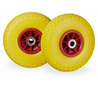 8x Ruedas de Carretilla, Neumáticos de Goma, 3.00-4, Eje de 20mm, Hasta 80 kg, 260 x 85 mm, Recambios, Amarillo y Rojo