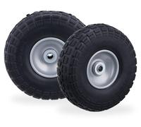 8 ruedas para carretillas, neumáticos de goma maciza antidesgaste, 4.1/3.5-4", eje de 16 mm, capacidad de hasta 150 kg, altura x profundidad: 26 x 8,5 cm, color y gris